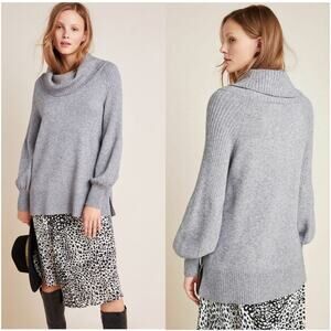 ANTHROPOLOGIE Paloma Knit Tunic Sweater Grey